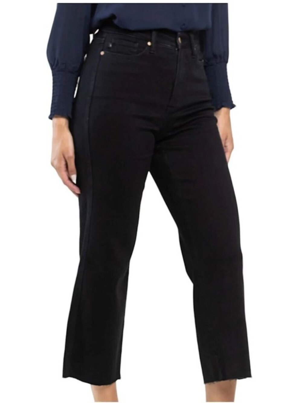 Judy Blue | JB88710 | Wide Leg Raw Hem High Rise Stretch Crop Jeans | 13/31
